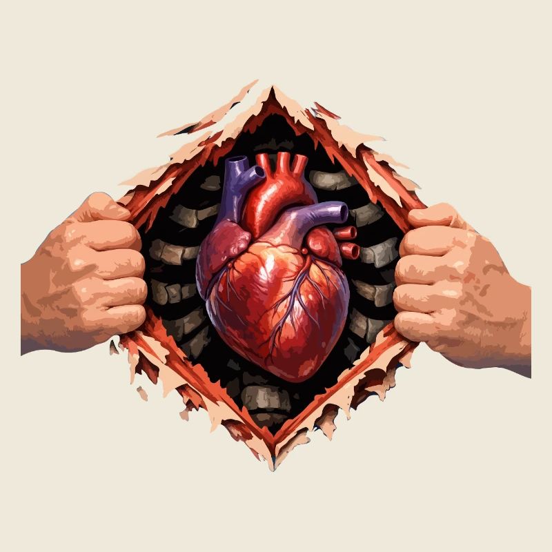 Herz durch das geplatzte Gehäuse