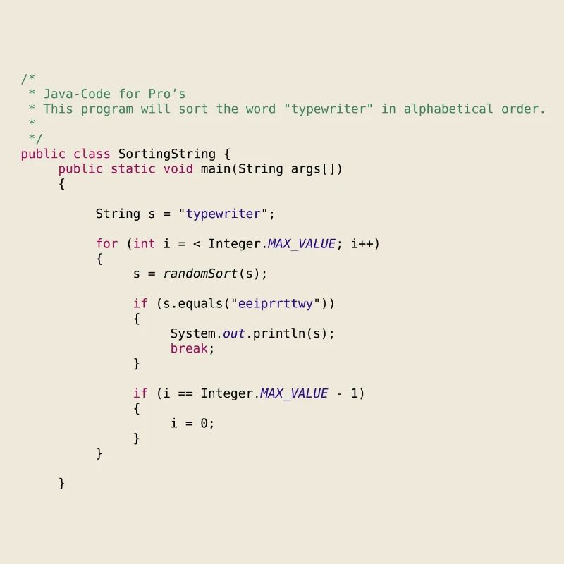 funny Java code to sort