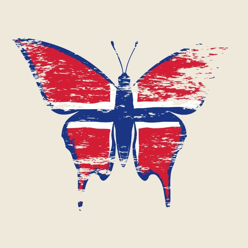 Drapeau de la Norvège papillon bleu