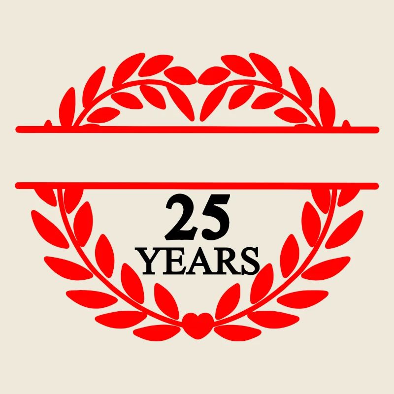 Name banner twenty-five years, heart laurel wreath