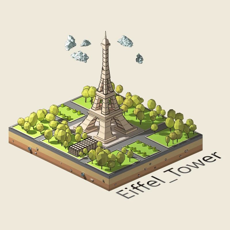 Tour Eiffel low poly géométrique