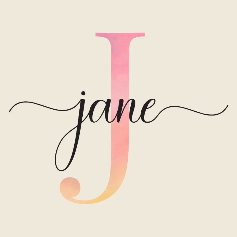 J | Monogramm | Name | Jane |Watercolor