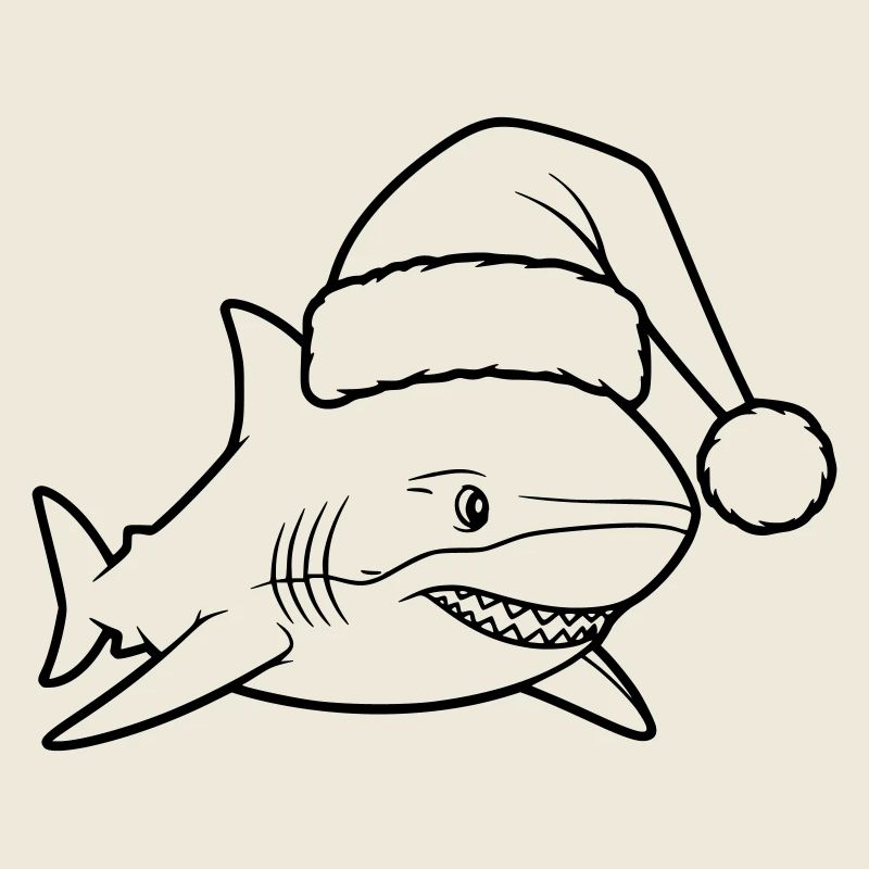 Christmas Shark Cartoon Illustration