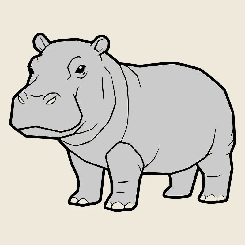 Nilpferd Stehend Comic Tier Zoo