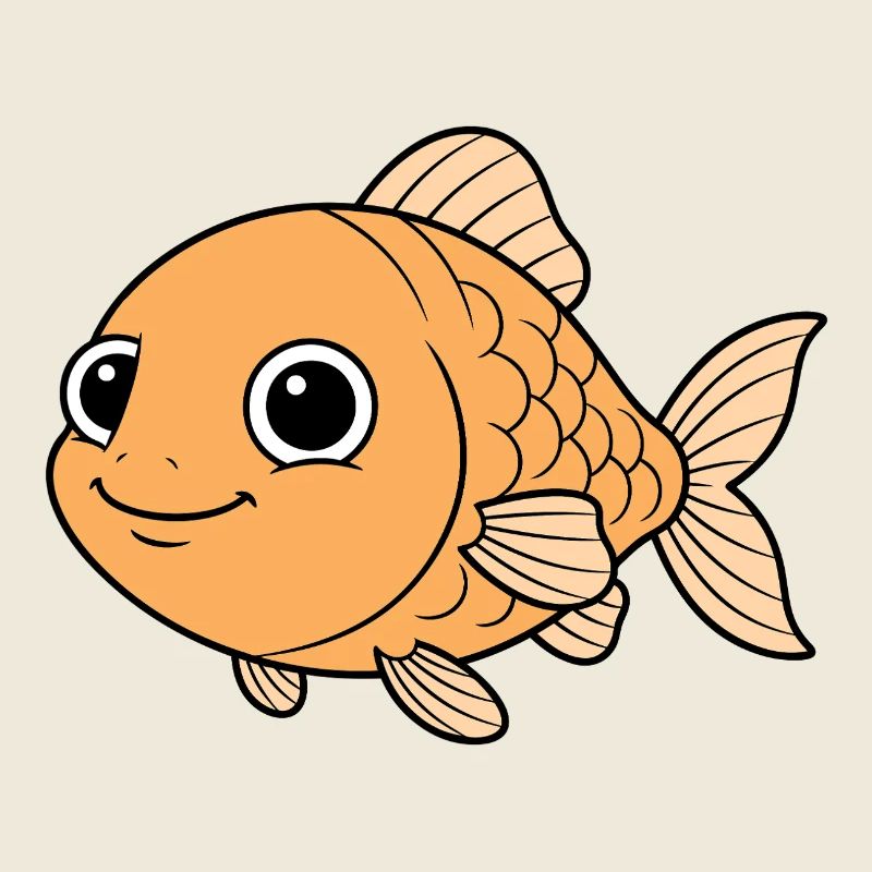 Dessin animé joyeux du poisson rouge orange