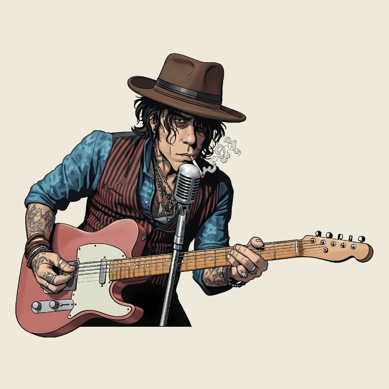 Bluesrock Sänger mit E-Gitarre