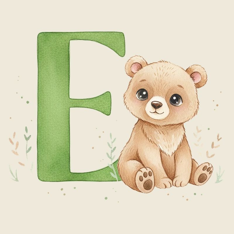 E mit Teddy: Verspielter Buchstabe E