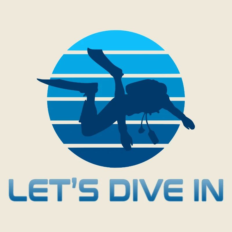 Diver Silhouette in Blue Stripes