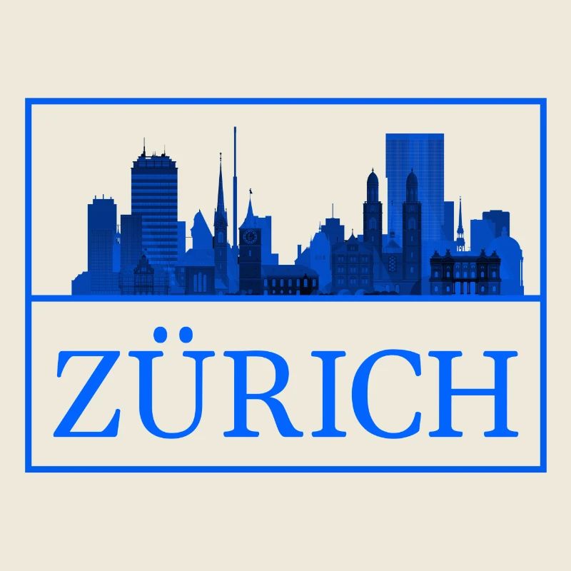Silhouette bleue de Zurich Skyline