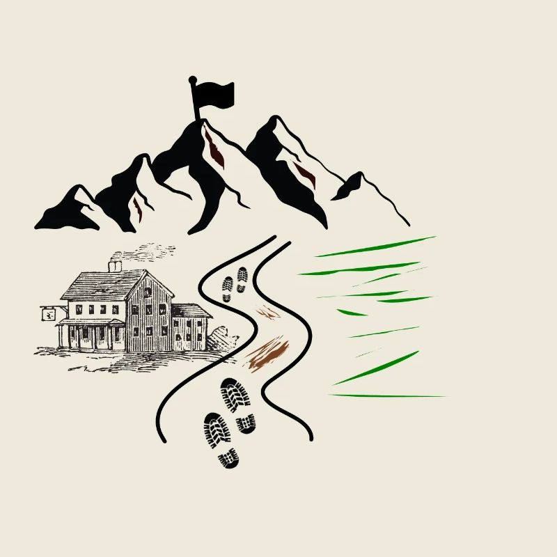 Wandern - Bergdesign mit Wanderweg