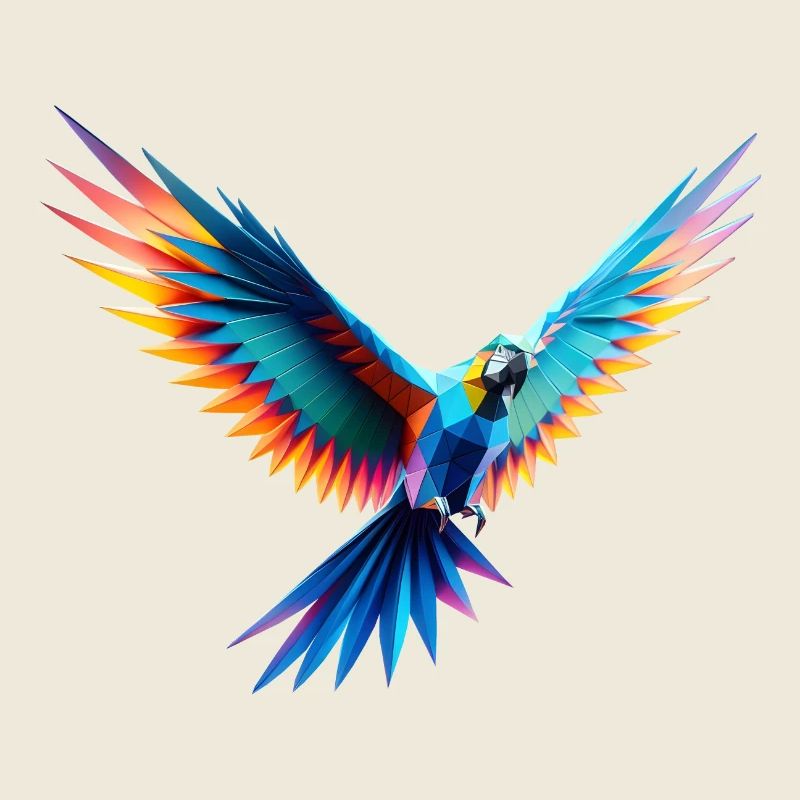 3D geometric multicolor origami parrot
