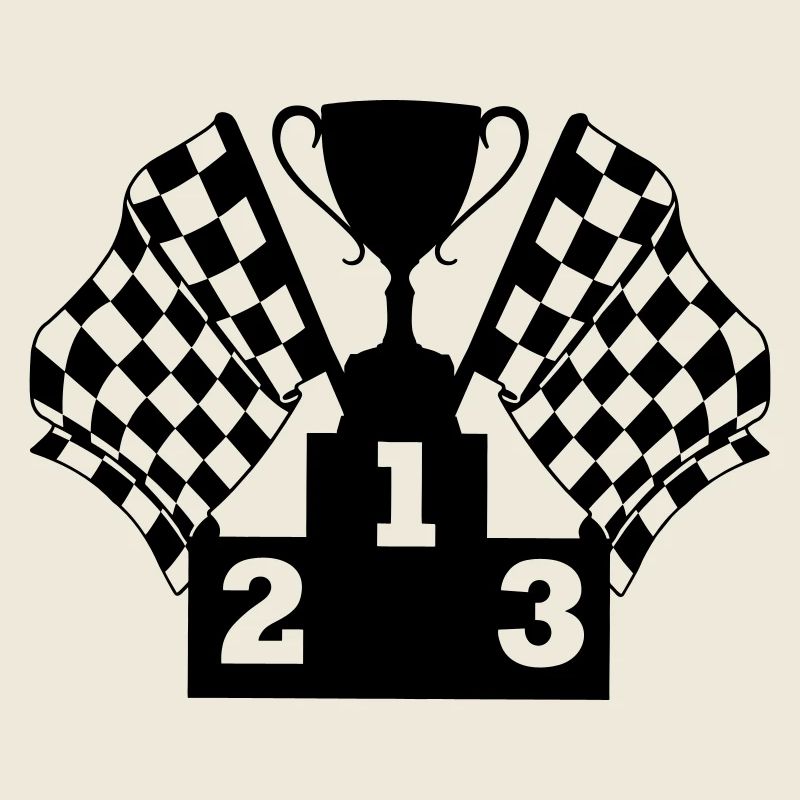 Podium du drapeau de la Coupe de course automobile