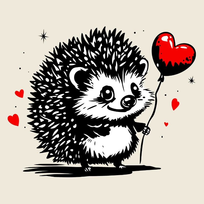 Hérisson avec ballon coeur - Heartful Creatures
