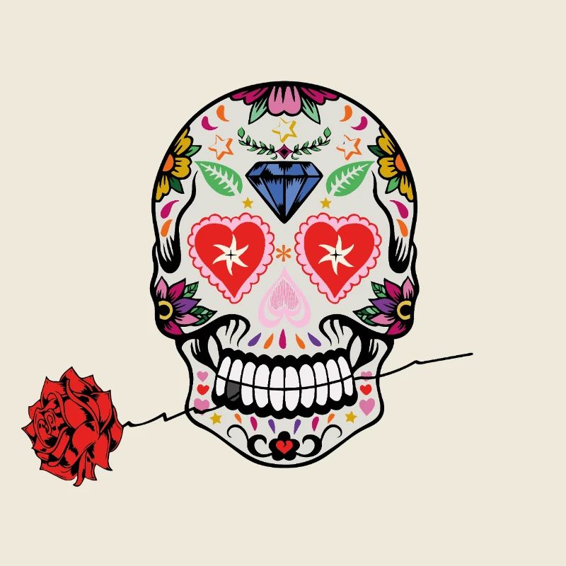 Sugar_skull_Red_rose