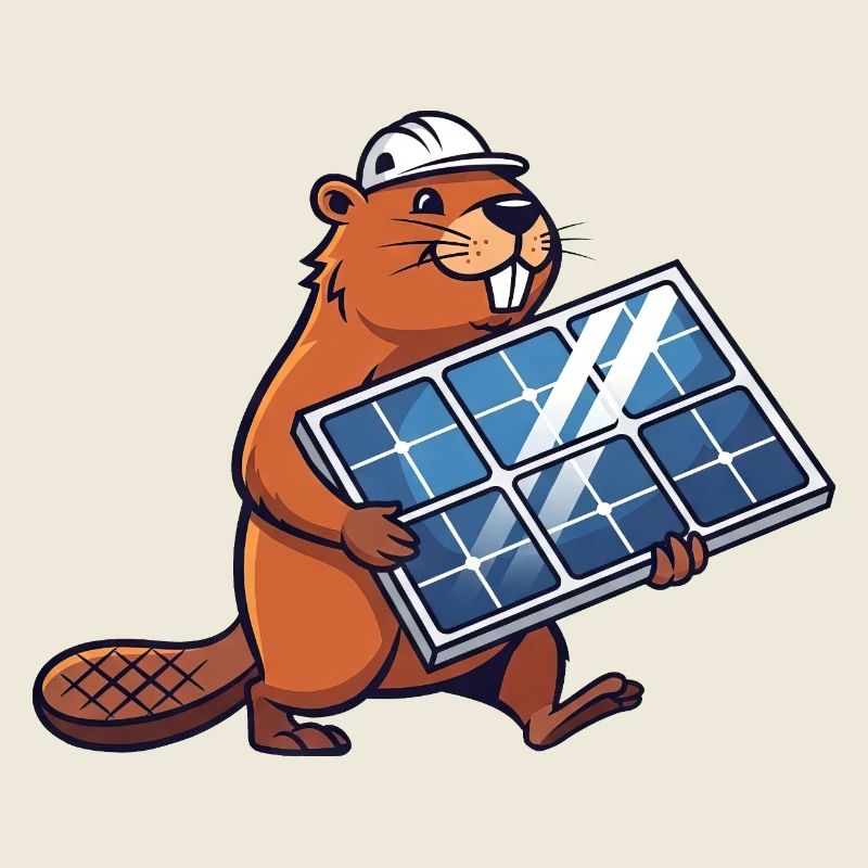 Beaver Installer Solar Panel Engineer Cartoon