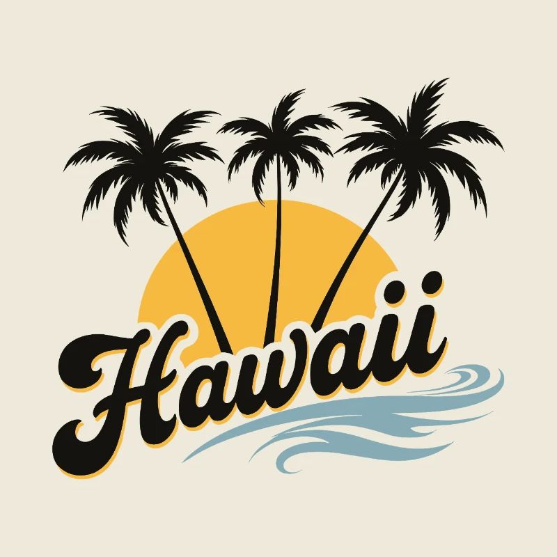 Hawaii Summer Vibes with Palm Trees and Sea