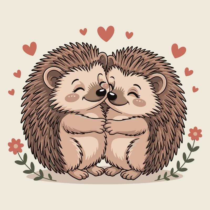 Igel Paar Liebe mit Herzen
