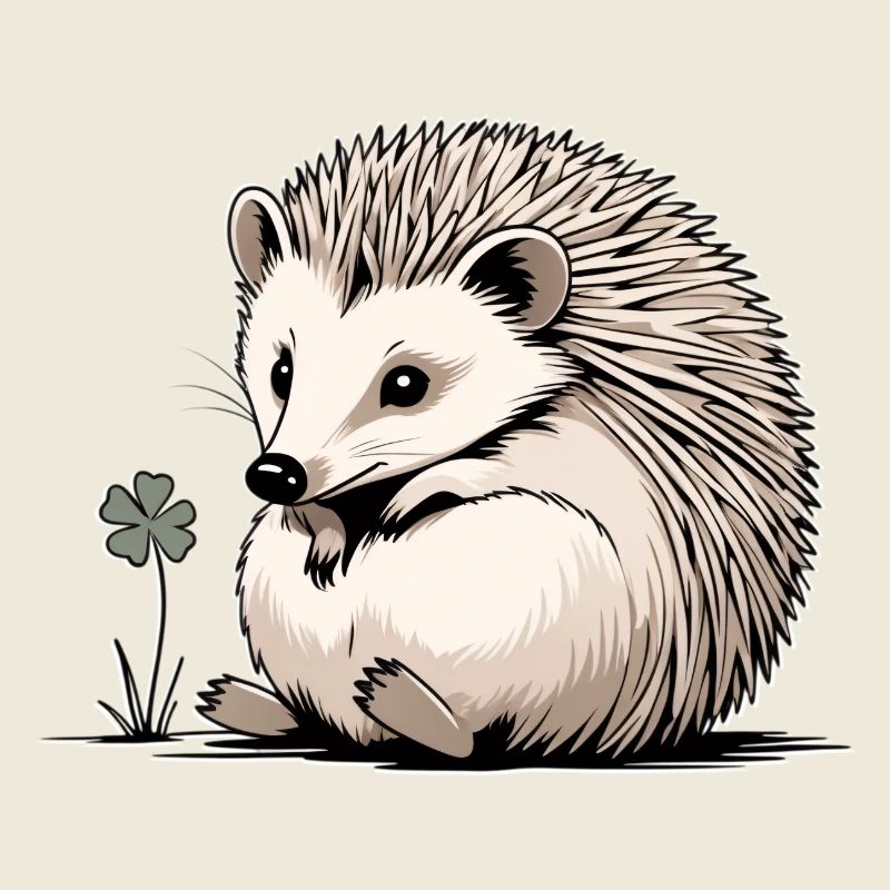 Hérisson avec trèfle amoureux de la nature