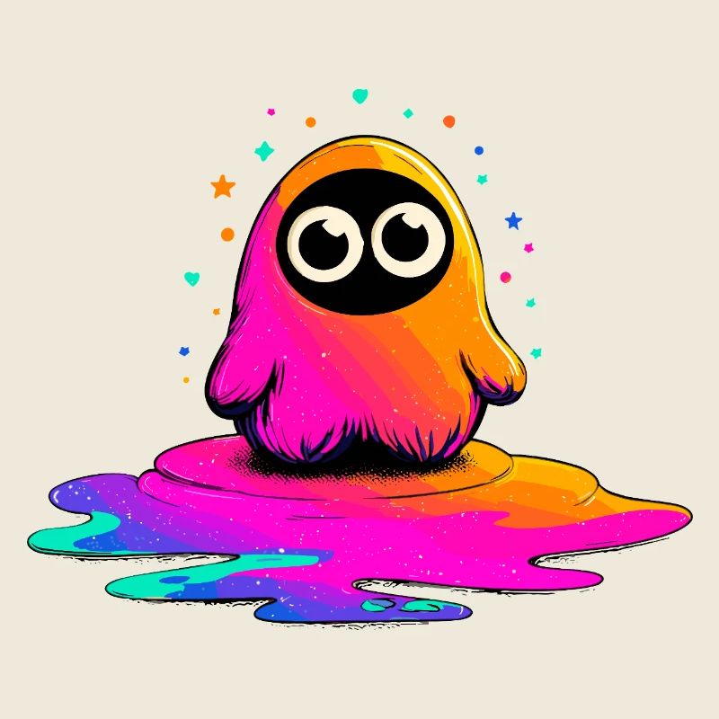 Neon Figur auf Farbklecks