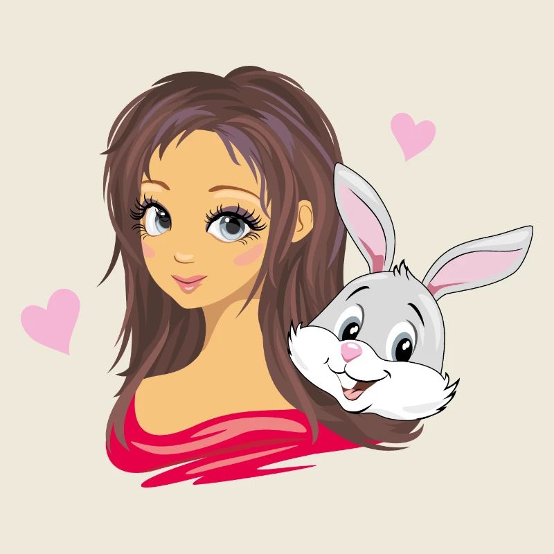 Anime-Mädchen und süßes Kaninchen