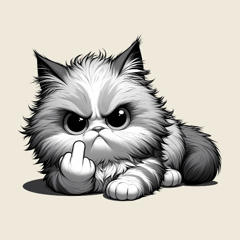 Grumpy Katze mit frechem Mittelfinger