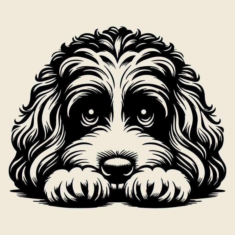 Tête de Cavapoo avec pattes