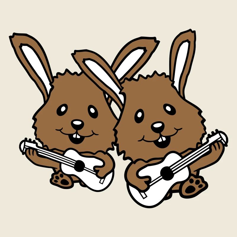 2 Hasen Freunde Team spielen Gitarre Musik Band