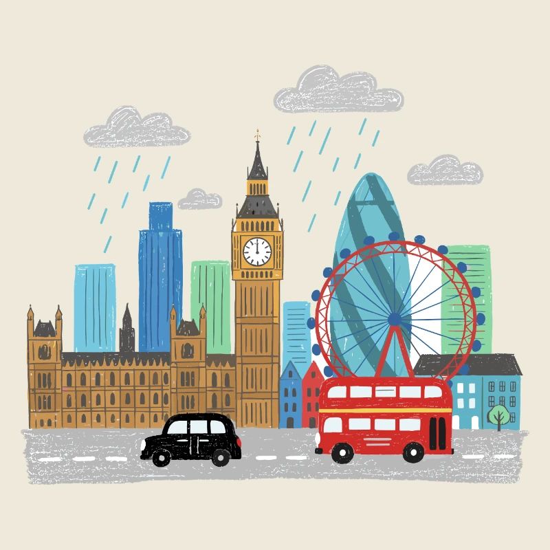 Dessins animés du Big Ben Skyline de Londres