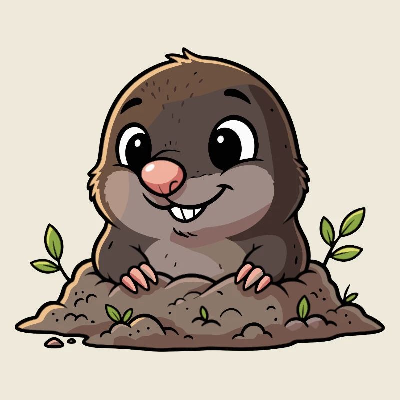 Cute mole digging