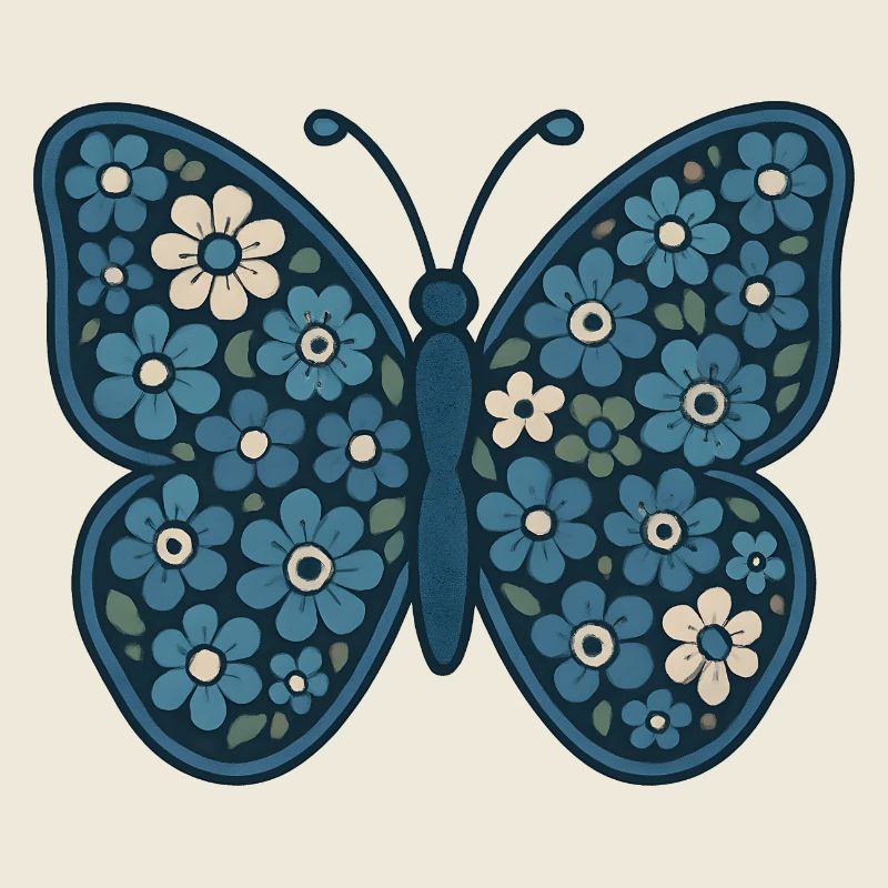 Blauer BlumenSchmetterling Muster