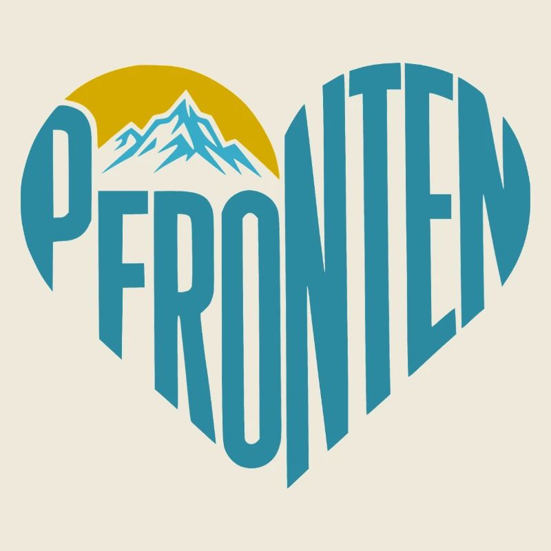 Pfronten Mountain Silhouette Heart Typography