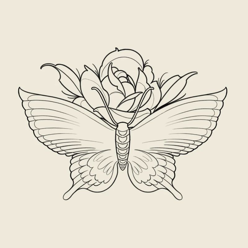 Schmetterling mit Rose