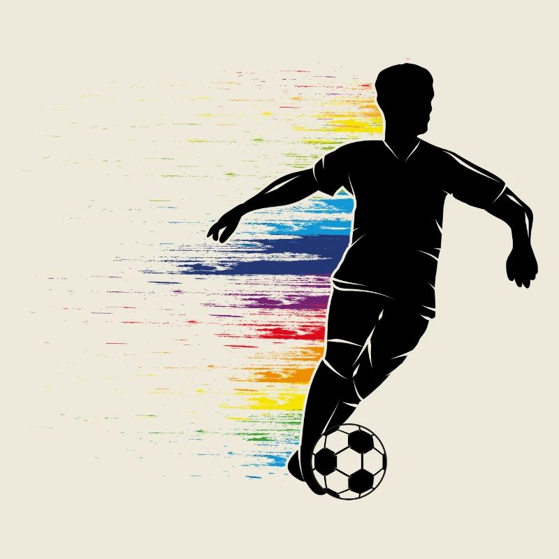 Fussballer Silhouette mit buntem Graffiti