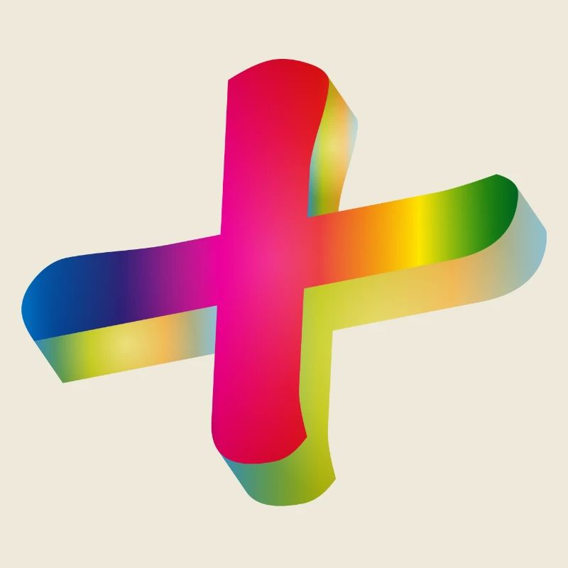 signe plus coloré aux couleurs de l'arc-en-ciel