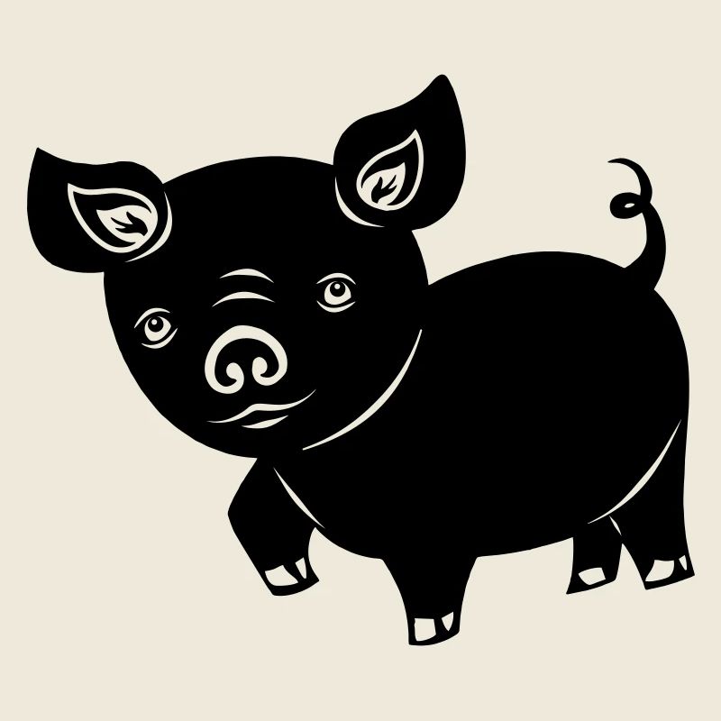 Schwein Ferkel Logo Schattenbild