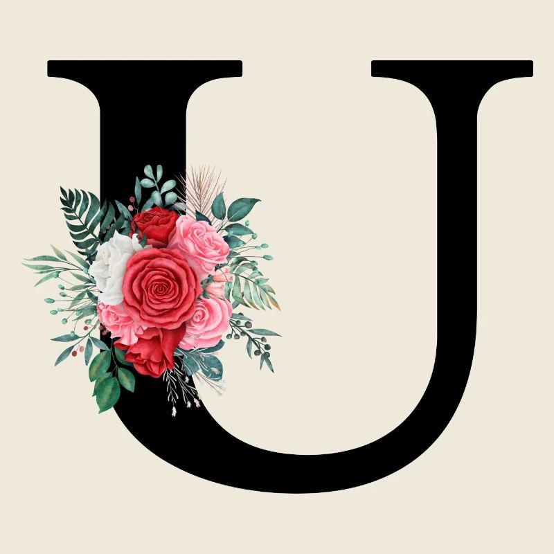 Red Floral U Letter