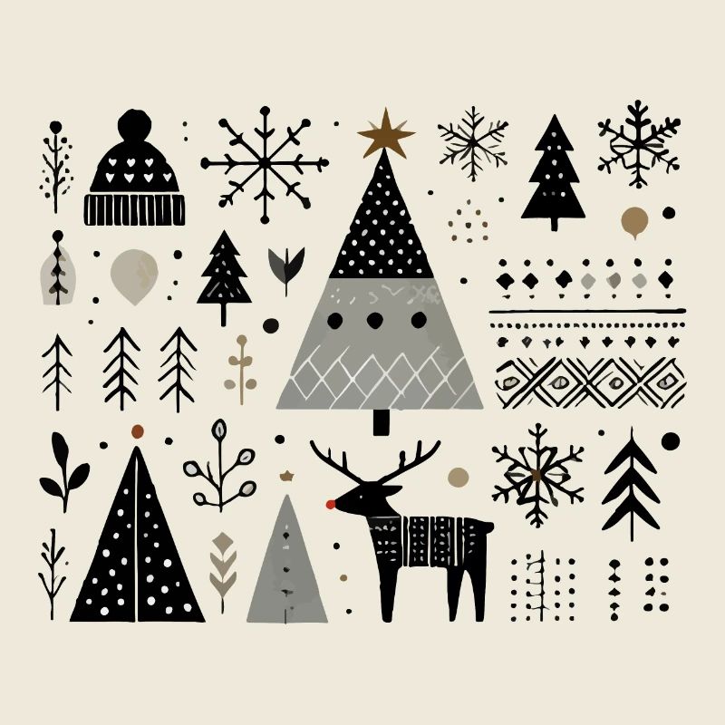 Éléments de Noël scandinaves avec renne