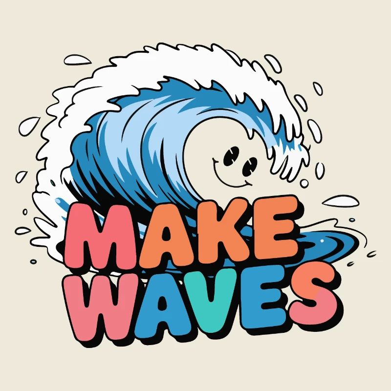 Lebendige Surfwelle mit Make Waves-Text