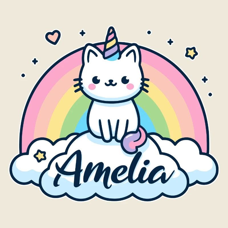 Amelia nom Prénom Licorne Chat