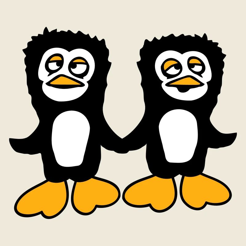 Penguins Équipe 2 Amis Fatigué Confus Se tenant la main
