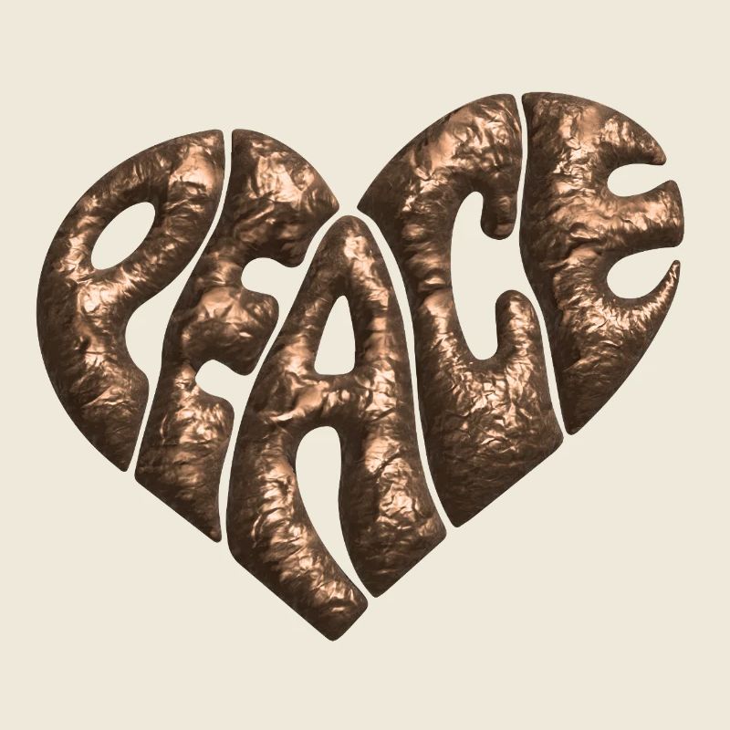 Peace Herz 3d Kupfer