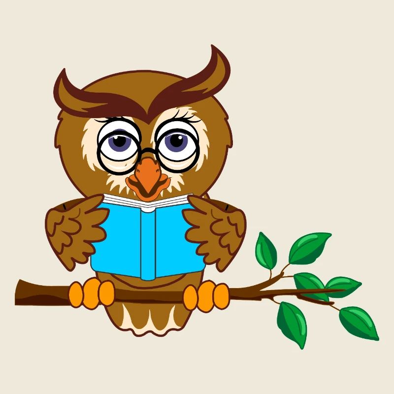 Ast Eule mit blauem Buch