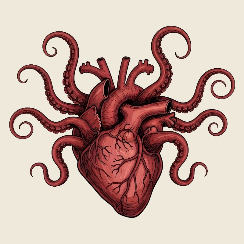 Illustration de pieuvre de cœur
