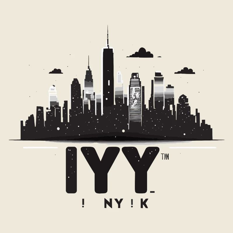 Silhouette de la Skyline de New York Noir Blanc