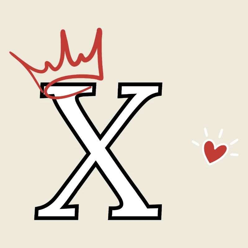Lettre x couronne cœur