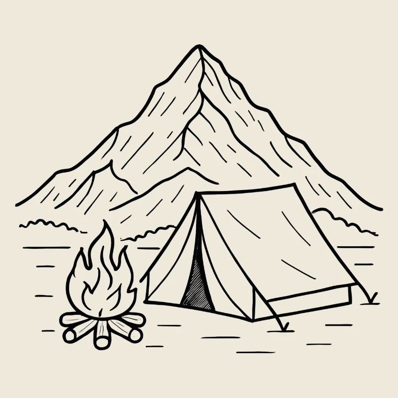 Bergcamping Nachtsilhouette