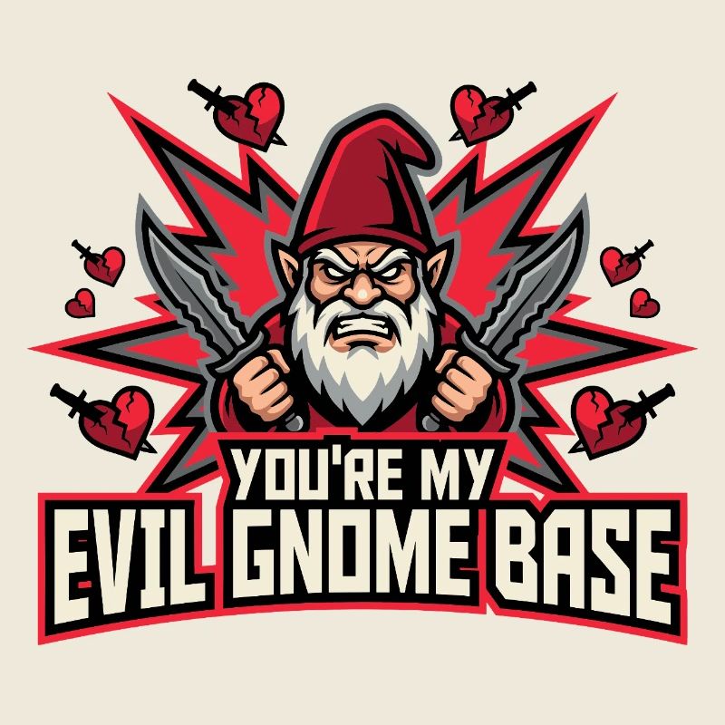 Evil Gnome, Dark Gnome, Goth Gnome, Funny Gnome