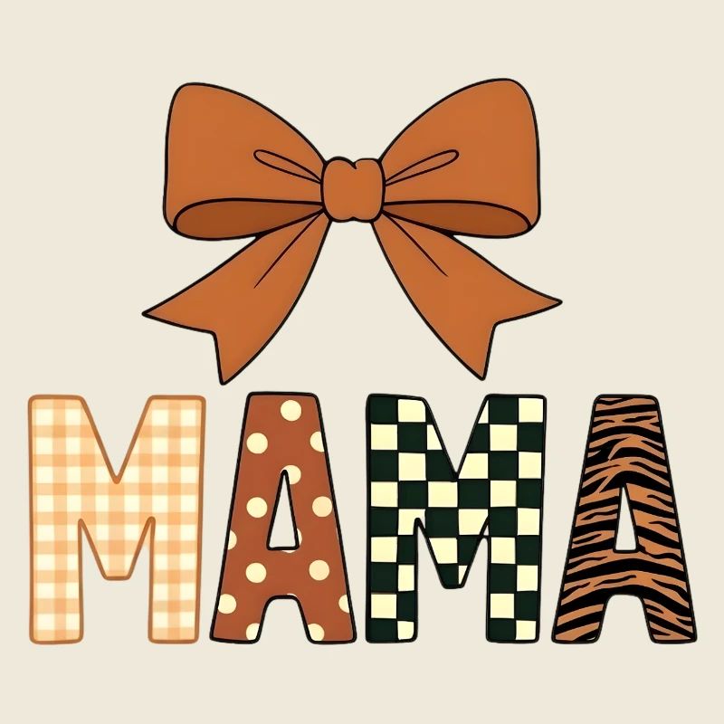Bunte, verspielte MAMA-Texte mit mädchenhafter Schleife