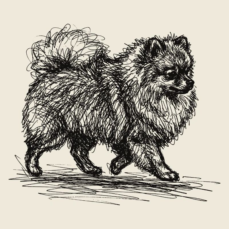 Zwergspitz Sketch – Minimalistisches Hund Design