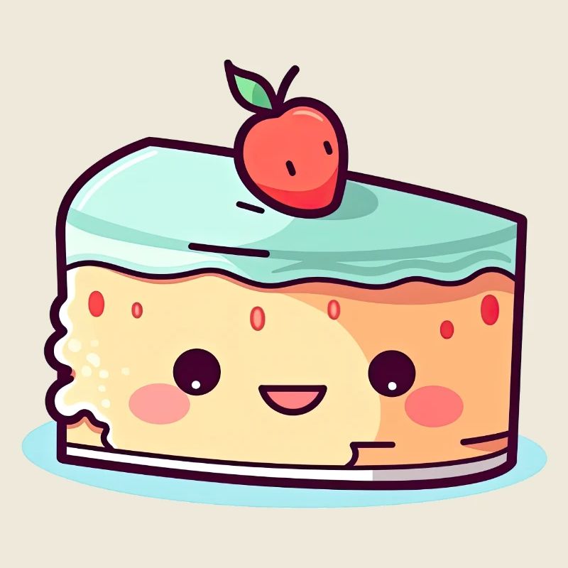 Kawaii Cake Slice with Cherry
